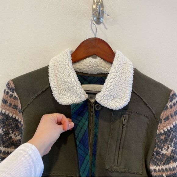 We The Free Lambswool & Cotton Fair Isle Zip Up Sweater Jacket size small - Picture 4 of 14